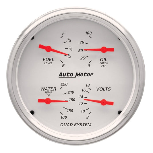 AutoMeter Gauge Quad 5in. 240 Ohm(e) to 33 Ohm(f) Elec Arctic White 1310