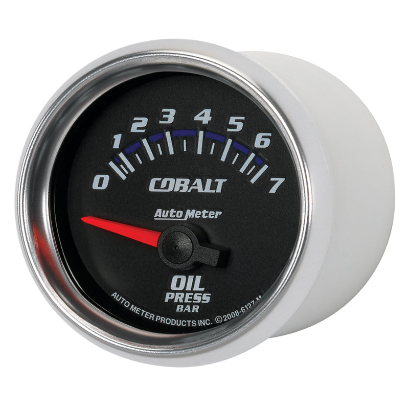 Autometer Cobalt 52mm 0-7 BAR Short Sweep Electric Oil Pressure Gauge 6127-M