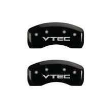 Load image into Gallery viewer, MGP 4 Caliper Covers Engraved Front &amp; Rear Vtech Black finish silver ch MGP