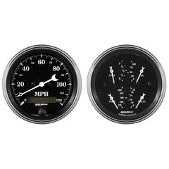 Auto Meter Gauge Kit 2 pc. Quad & Speedometer 3 3/8in Old Tyme Black