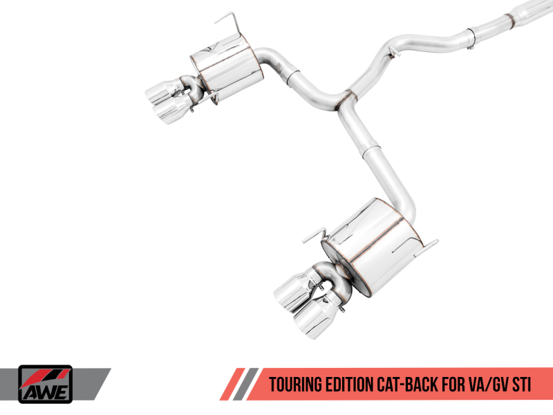 AWE Tuning Subaru STI VA / WRX GV / STI GV Sedan Touring Edition Exhaust - Chrome Silver Tip (102mm) - eliteracefab.com