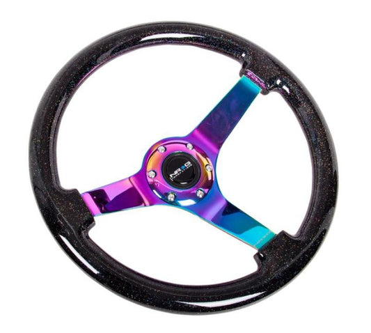 NRG Innovations 350mm Reinforced Woodgrain Steering Wheel - Wood Grain - Minty Fresh – RST-036MF-BK