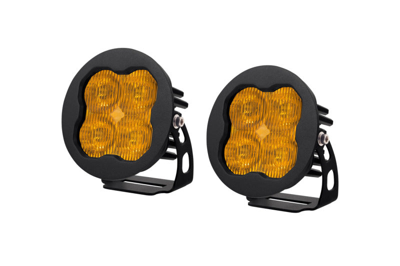 Diode Dynamics SS3 LED Pod Max - Yellow SAE Fog Round (Pair)