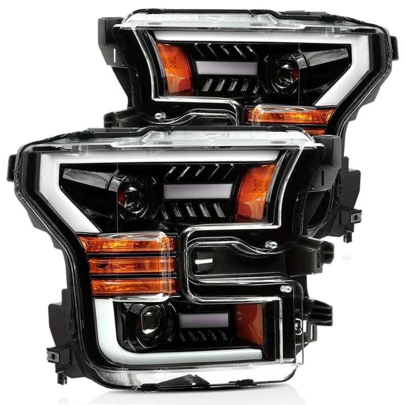 AlphaRex 15-17 Ford F-150 PRO-Series Proj Headlights Plank Style Gloss Blk w/Activ Light/Seq Signal - eliteracefab.com