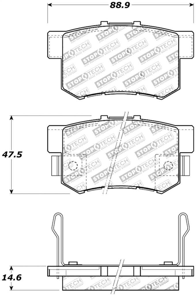 StopTech Performance 08-10 Honda Accord EX/EX-L Coupe / 08-10 LX/LX-P/LX+ Sedan Rear Brake Pads - eliteracefab.com