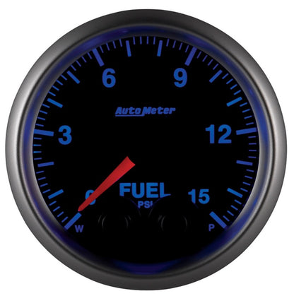 AutoMeter Gauge Fuel Press 2-1/16in. 15PSI Stepper Motor W/Peak & Warn Elite 5667