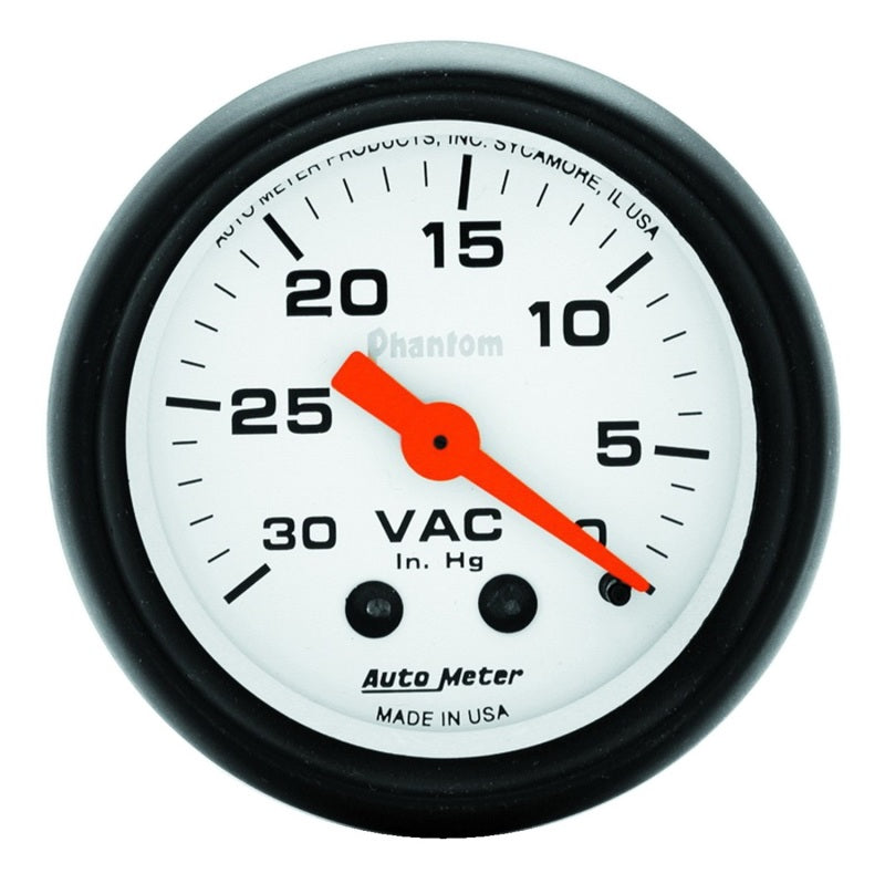 Autometer Phantom 52mm 30 in. HG. Mechanical Vacuum Gauge 5784