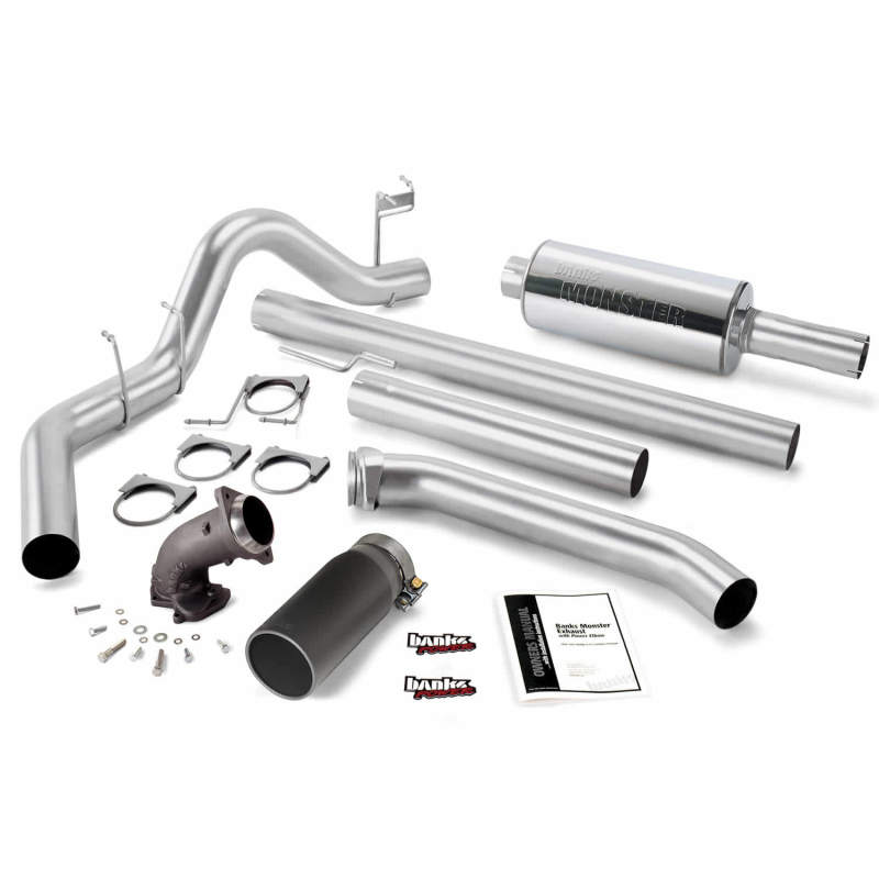 Banks Power 98-02 Dodge 5.9L Std Cab Monster Exhaust w/ Power Elbow - SS Single Exhaust w/ Black Tip Banks Power