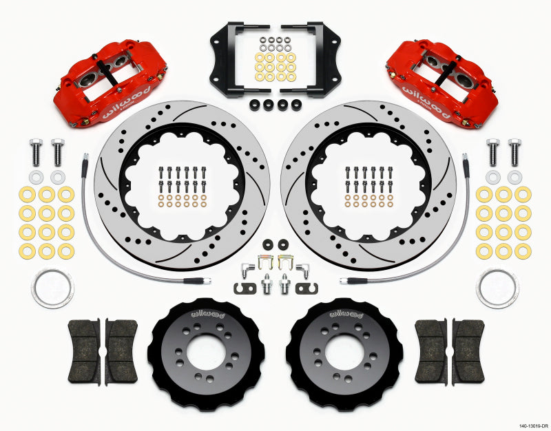 Wilwood Narrow Superlite 6R Front Hat Kit 14.00in Drill Red 2013-Up Ford Focus ST w/ Lines Wilwood
