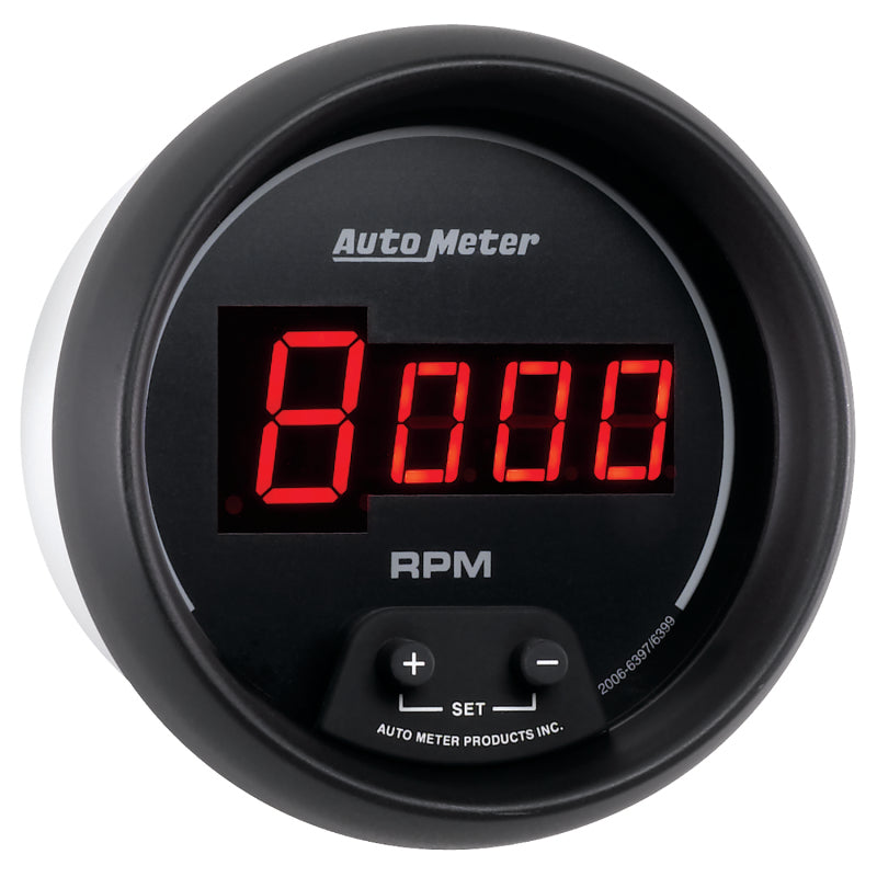 AutoMeter Gauge Tach 3-3/8in. 10K RPM In-Dash Digital Black Dial W/ Red Led 6397