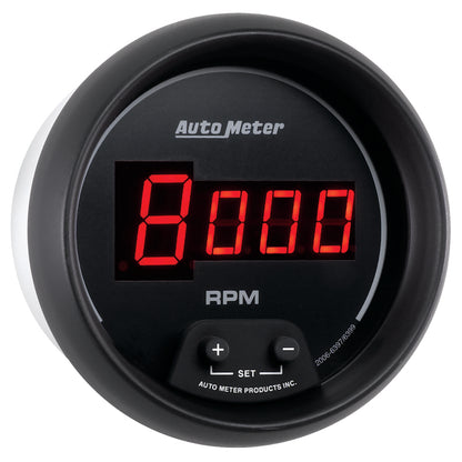 AutoMeter Gauge Tach 3-3/8in. 10K RPM In-Dash Digital Black Dial W/ Red Led 6397