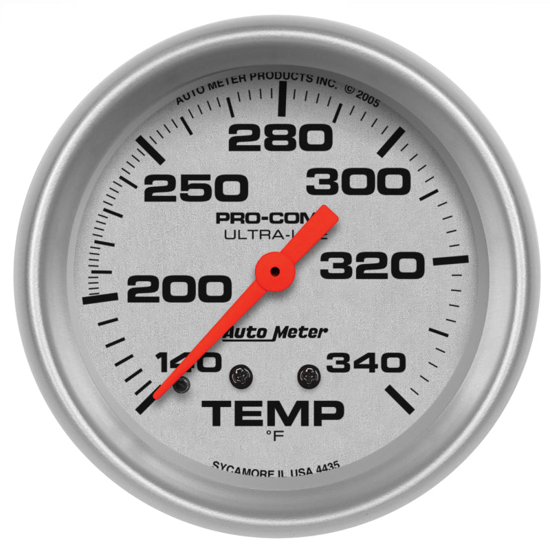 Autometer Ultra-Lite 2-5/8in Mechanical 140-340 Degree F Temperature Gauge 4435