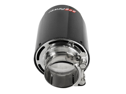 aFe MACH Force-Xp 304 SS Clamp-On Exhaust Tip 2.5in. Inlet / 4.5in. Outlet / 7in. L - Carbon Fiber aFe