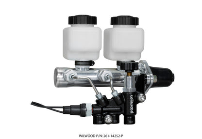 Wilwood Tandem Remote M/C Kit w L/H Brkt & Prop Valve - 1 1/8in Bore Ball Burnished Wilwood