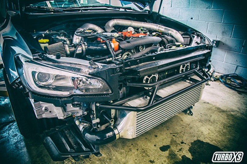 TURBOXS FRONT MOUNT INTERCOOLER KIT; WRINKLE BLACK POWDER COATED PIPES SUBARU STI; 2015-2019 - eliteracefab.com