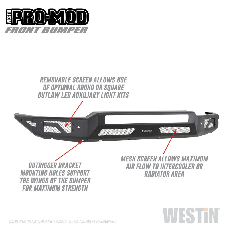 Westin 15-19 Chevrolet Silverado 2500/3500 Pro-Mod Front Bumper - Textured Black - eliteracefab.com