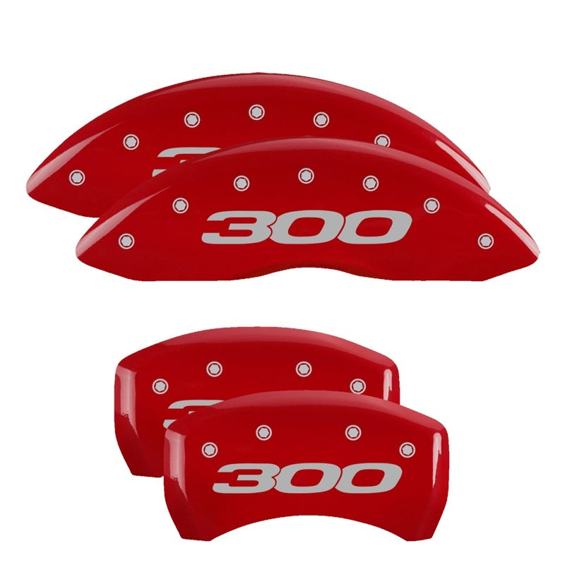 MGP 4 Caliper Covers Engraved Front & Rear 300/2017 Red Finish Silver Char 2014 Chrysler 300 - eliteracefab.com