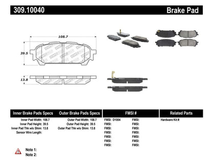 STOPTECH PERFORMANCE 03-05 WRX REAR BRAKE PADS, 309.10040 - eliteracefab.com