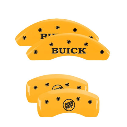 MGP 4 Caliper Covers Engraved Front Buick Engraved Rear Buick Shield Yellow finish black ch MGP