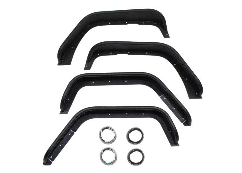 Fishbone Offroad 07-18 Jeep Wrangler Front/Rear Tube Fenders - Aluminum Blk Txtrd Pwdrcoat(Set Of 4) - eliteracefab.com