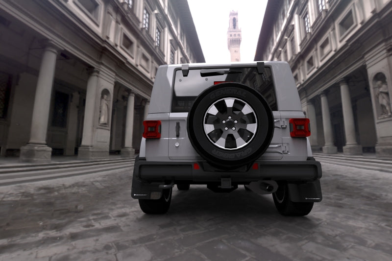 Rally Armor 18-22 Jeep JL Wrangler Black UR Mud Flap w/ White Logo - eliteracefab.com