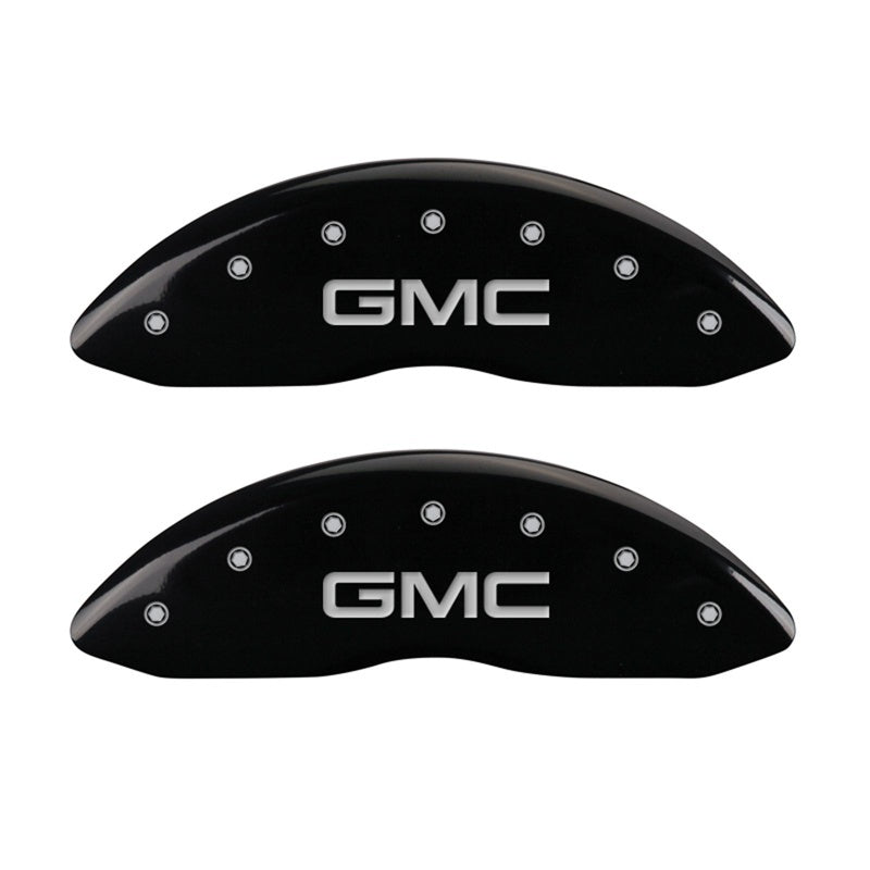 MGP Front set 2 Caliper Covers Engraved Front GMC Black finish silver ch MGP