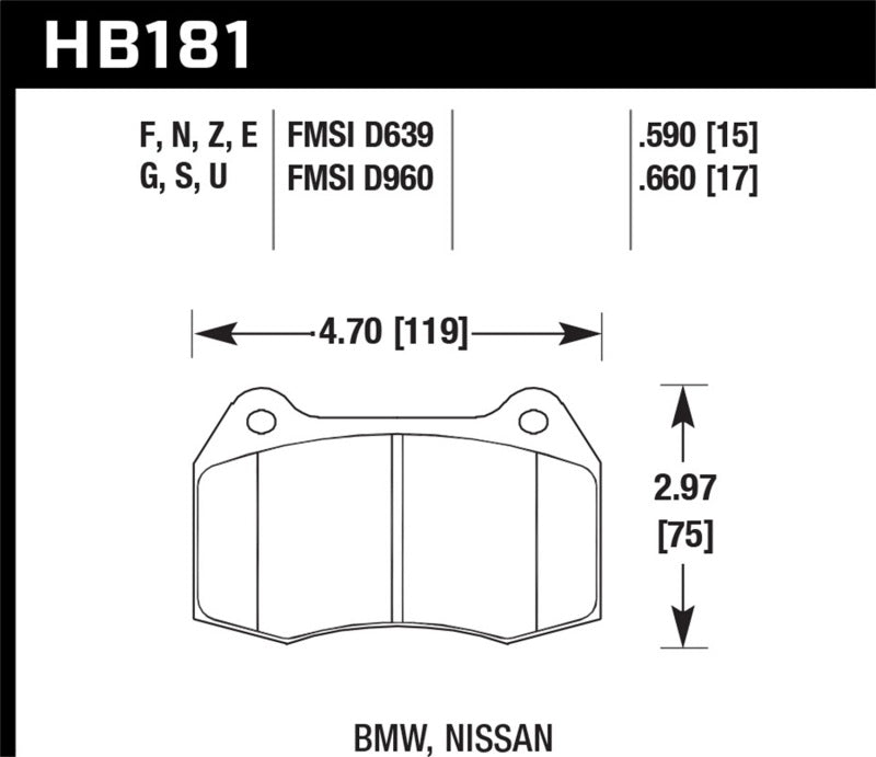 Hawk Performance DTC-60 Front Brake Pads - HB181G.660