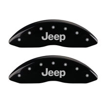 Load image into Gallery viewer, MGP 4 Caliper Covers Engraved Front &amp; Rear JEEP Black finish silver ch