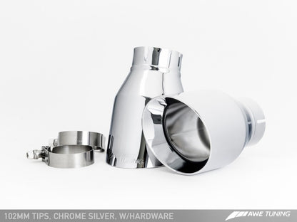 AWE Tuning Audi C7 A6 3.0T Touring Edition Exhaust - Dual Outlet Chrome Silver Tips - eliteracefab.com
