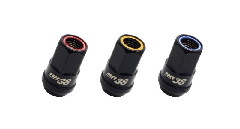 Wheel Mate Muteki HR38 Open End Lug Nuts 12x1.25 Black Chrome / Yellow Ring - eliteracefab.com