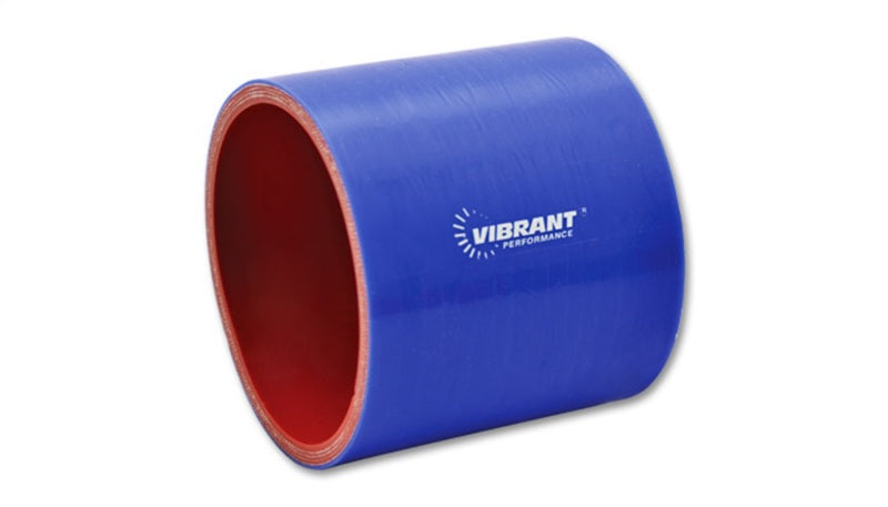 Vibrant 4 Ply Reinforced Silicone Straight Hose Coupling - 4in I.D. x 3in long (BLUE).