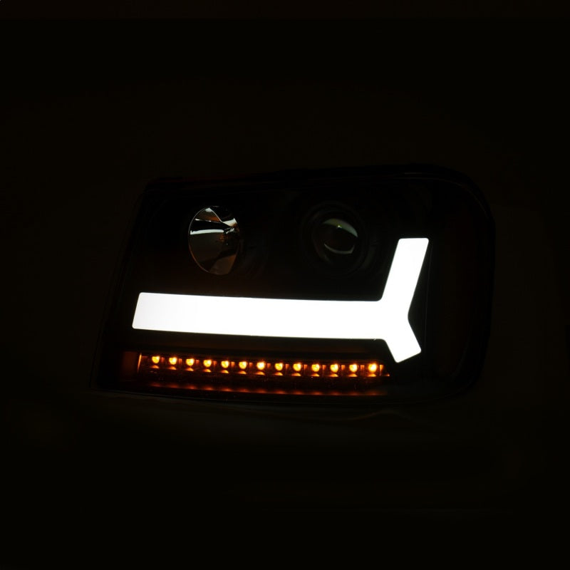 ANZO 2006-2009 Chevrolet Trailblazer Projector Headlights w/ Plank Style Design Black w/ Amber - eliteracefab.com