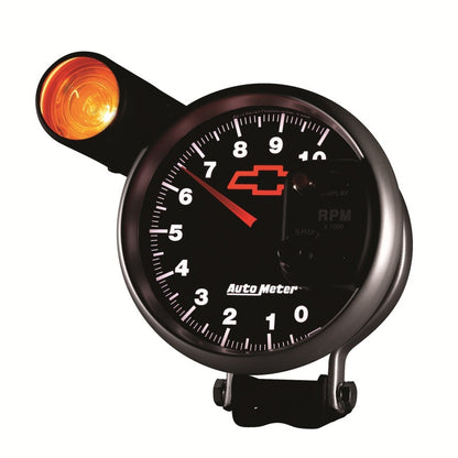 Autometer GM Bowtie Black 5in 10000 RPM Pedestal Electronic Tachometer w/ Ext Shift Light 3699-00406