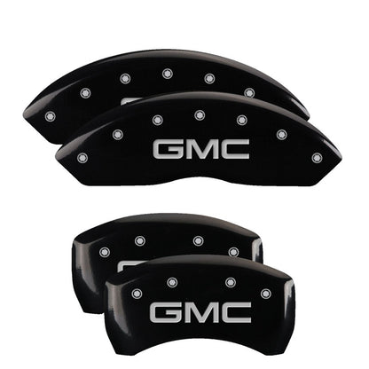 MGP 4 Caliper Covers Engraved Front & Rear GMC Black finish silver ch MGP