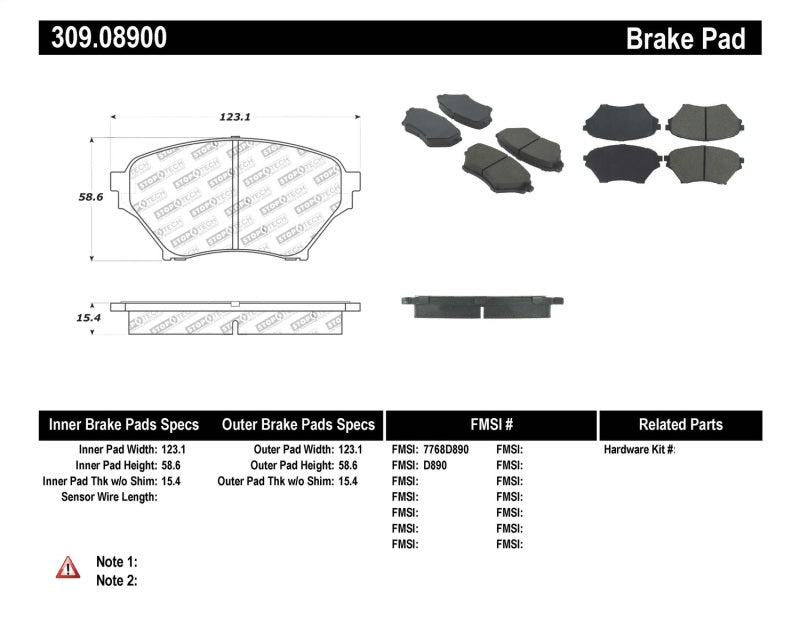 StopTech Performance 01-05 Miata w/ Sport Suspension Front Brake Pads D890 - eliteracefab.com