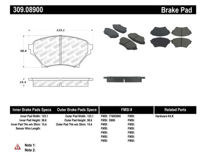 StopTech Performance 01-05 Miata w/ Sport Suspension Front Brake Pads D890 - eliteracefab.com