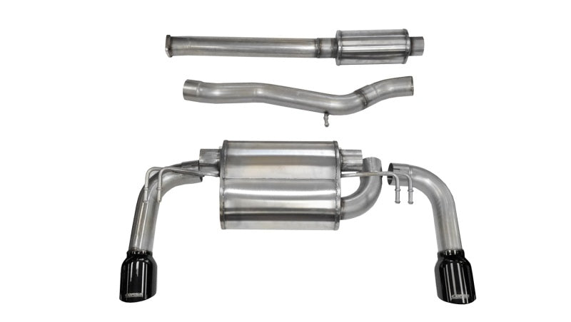 Corsa 08-14 Mitsubishi Lancer Evolution X Sedan 2.0L Black Sport Dual Rear Cat-Back Exhaust - eliteracefab.com