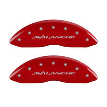 Load image into Gallery viewer, MGP 4 Caliper Covers Engraved Front &amp; Rear Avalanche Red finish silver ch MGP