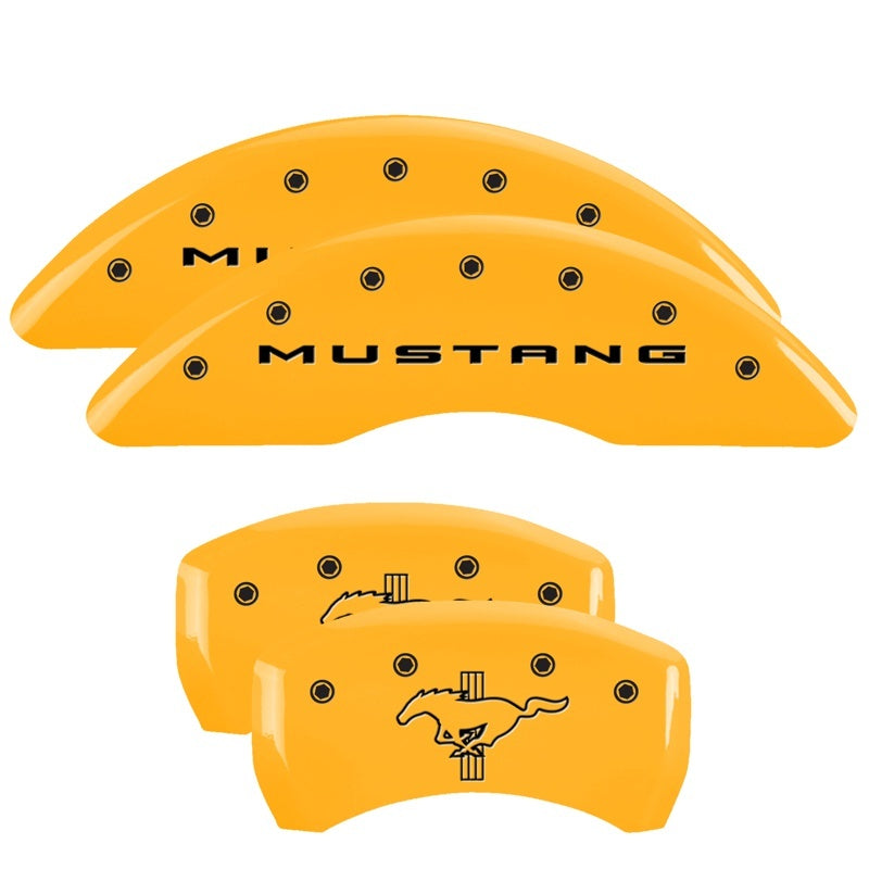 MGP 4 Caliper Covers Engraved Front 2015/Mustang Engraved Rear 2015/Bar & Pony Yellow fnsh black ch MGP