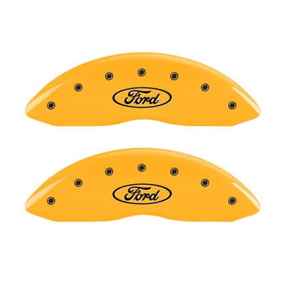 MGP 2 Caliper Covers Engraved Front Oval Logo/Ford Yellow Finish Blk Char 1998 Ford E-150 MGP