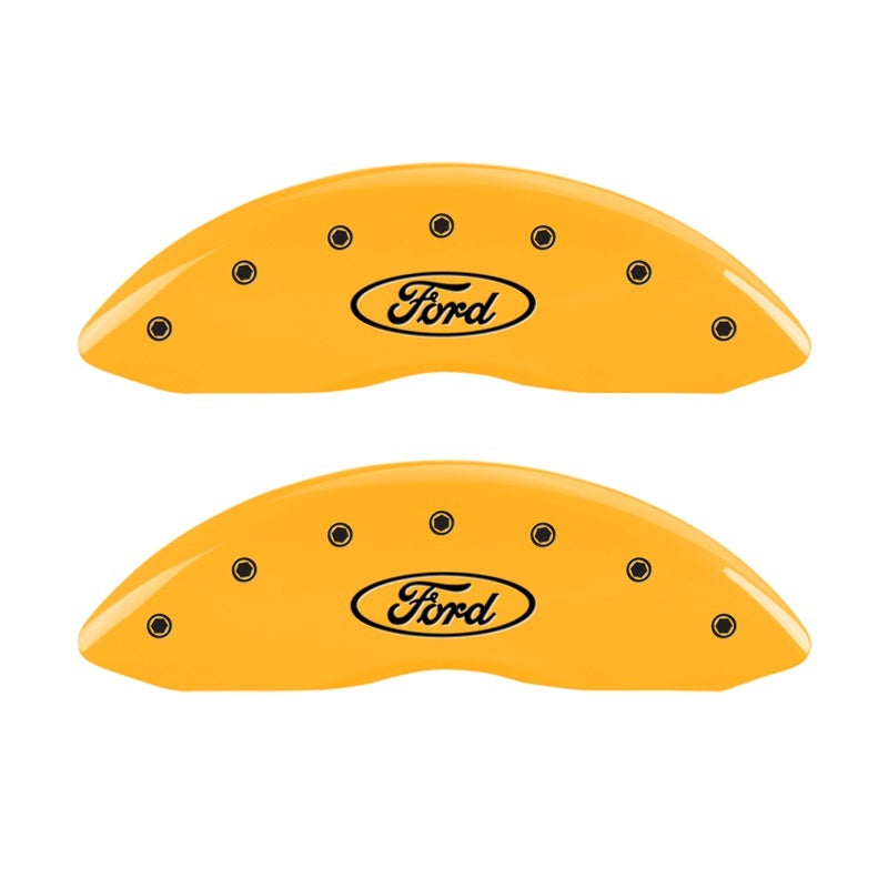 MGP 2 Caliper Covers Engraved Front Oval Logo/Ford Yellow Finish Blk Char 1998 Ford E-150 MGP