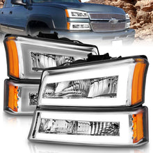 Load image into Gallery viewer, ANZO 2003-2006 Chevrolet Silverado 1500 Crystal Headlights w/ Light Bar Chrome Housing - eliteracefab.com