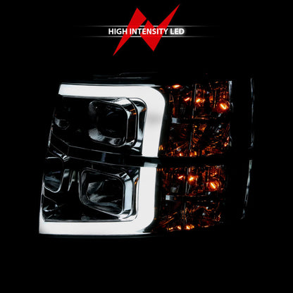 ANZO 2007-2013 Chevy Silverado 1500 Projector Plank Style Chrome Amber - eliteracefab.com