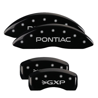 MGP 4 Caliper Covers Engraved Front & Rear Pontiac Black finish silver ch MGP