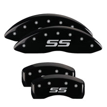 Load image into Gallery viewer, MGP 4 Caliper Covers Engraved Front &amp; Rear Monte Carlo style/SS Black finish silver ch MGP