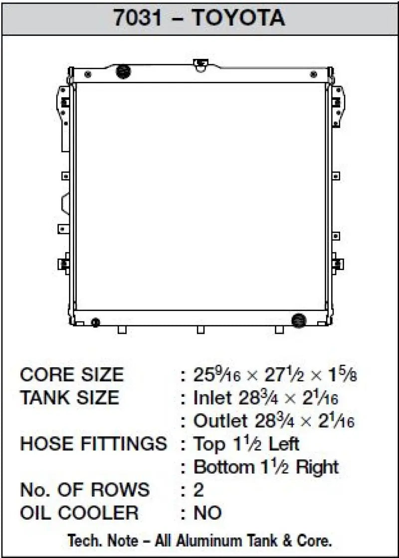 Radiator-2 Row All Aluminum High Performance CSF 7031 fits 07-09 Toyota Tundra - eliteracefab.com