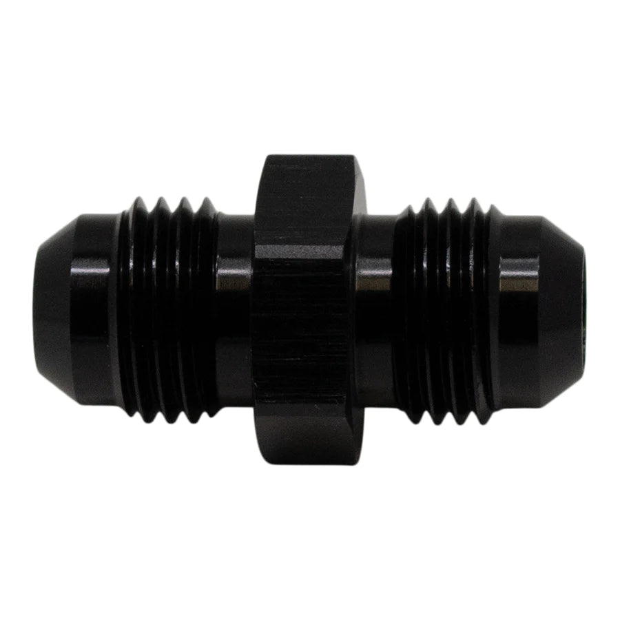 DeatschWerks 6AN Male Flare to 6AN Male Flare Coupler - Anodized Matte Black - eliteracefab.com