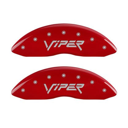 MGP 4 Caliper Covers Engraved Front & Rear Gen 2/Viper Red finish silver ch MGP
