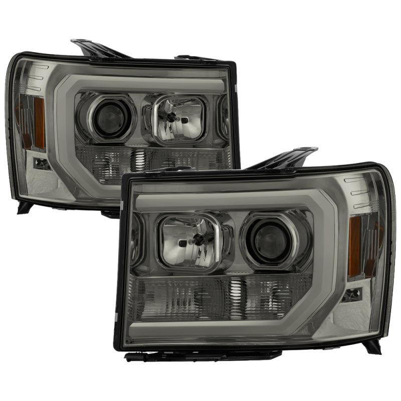 Spyder GMC Sierra 1500/2500/3500 07-13 V2 Projector Headlights - Smoke PRO-YD-GS07V2-LBDRL-SM - eliteracefab.com