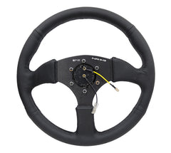 NRG Commander Series Reinforced Steering Wheel 350mm Black Spoke (Leather) - eliteracefab.com